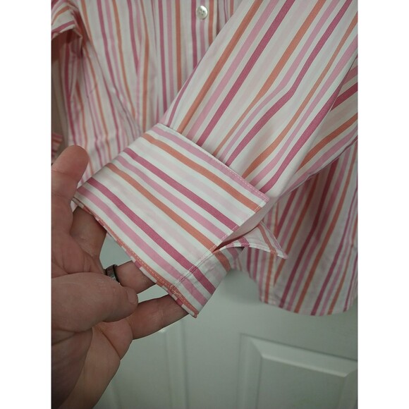 Valerie Stevens Woman M Collared Striped Button Shirt 3/4 Cuff Sleeve - Picture 6 of 9